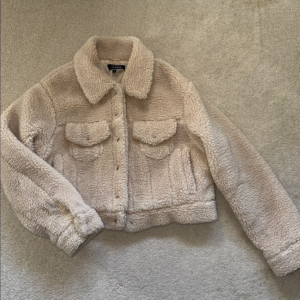 Blue Blush Tan Sherpa Jacket